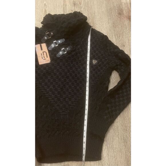Leif Nelson Chunky Knit Sweater Shawl Collar Large New Charcoal - Picture 8 of 9